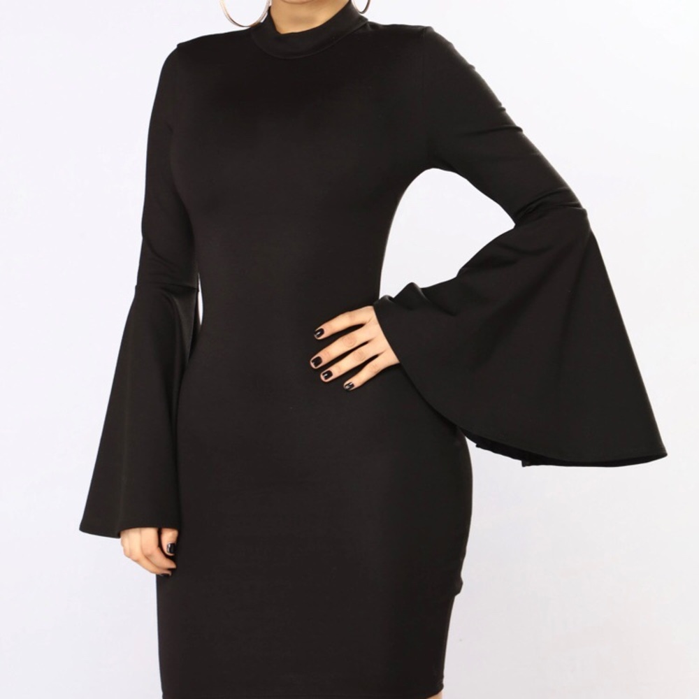 Fashion Nova Bell Sleeve Dress - Picture 4 of 10